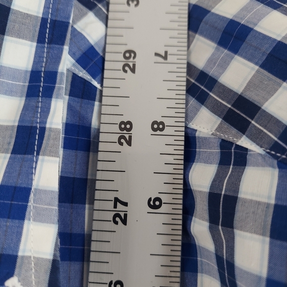 Nautica Vintage  Men Size Medium Blue Plaid LS Button Up Shirt - Picture 7 of 7